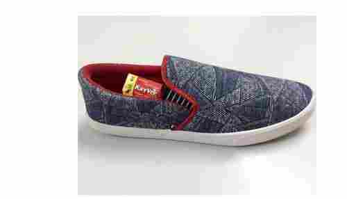 Blue And Grey Washable And Light Weight With Rubber Sole Canvas Men Shoes
