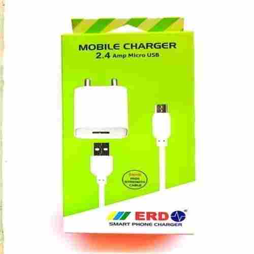 White Pvc Plastic Body Erd Mobile Charger With Data Cable Length 1 Meter