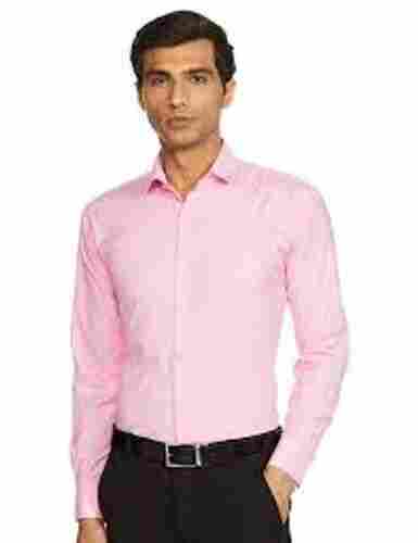 Mens Casual Wear Full Sleeves Pink Cotton Shirt