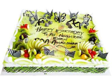 Square Delicious Hygienically Packed Antioxidants Sweet With Round 3 Kg Apple And Kiwi Cake Additional Ingredient: Egg