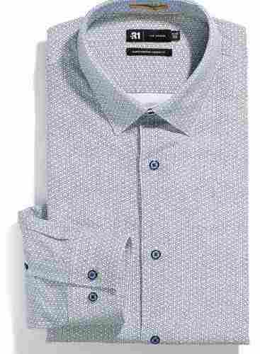 Men Comfortable Collar Neck Full Sleeves Breathable Cotton White Shirt 