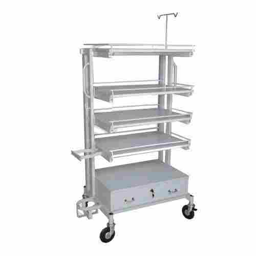 White Innovative Hospital Furniture Stainless Steel Corrosion Friendy Hospital Steel Trolley