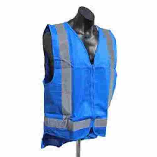 Lightweight Easy To Wear Comfortable Sleeveless Blue Polyester Safety Jacket 
