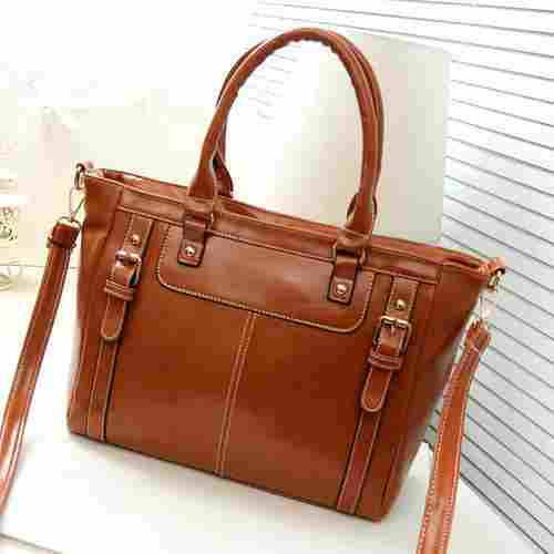 Women Light Weight Stylish Beautiful Leather Causal Wear Plain Brown Handbag