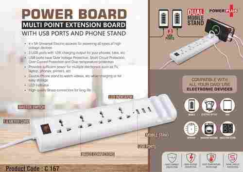  C167 a पावर बोर्ड: USB पोर्ट और फोन स्टैंड के साथ मल्टी पॉइंट एक्सटेंशन बोर्ड 