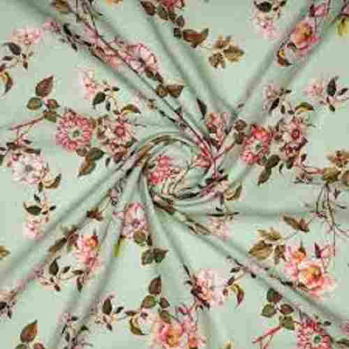 Flower Printed Dress Cotton Silk Fabric For Garment
