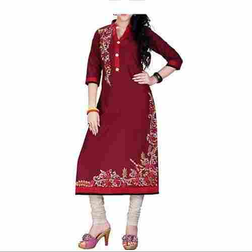 Multi Color 40 Cm Length Pure Cotton Material Ladies Kurti For Casual And Party Wear