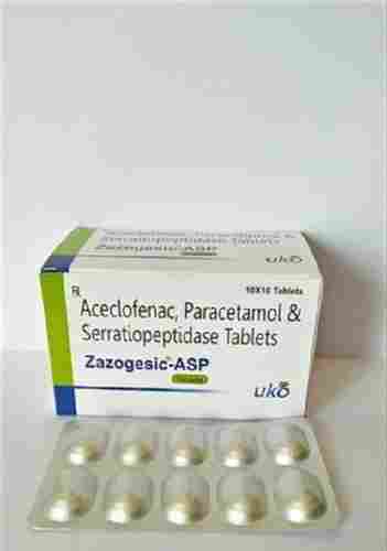 Zazogesic Asp Aceclofenac Paracetamol And Serratiopeptidase Tablets
