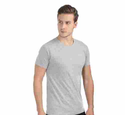 Gray Washable And Comfortable Half Sleeves Plain Cotton T Shirt For Mens 