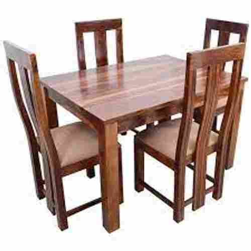 High Quality Wooden Brown 4 Seater Square Dinning Table Set