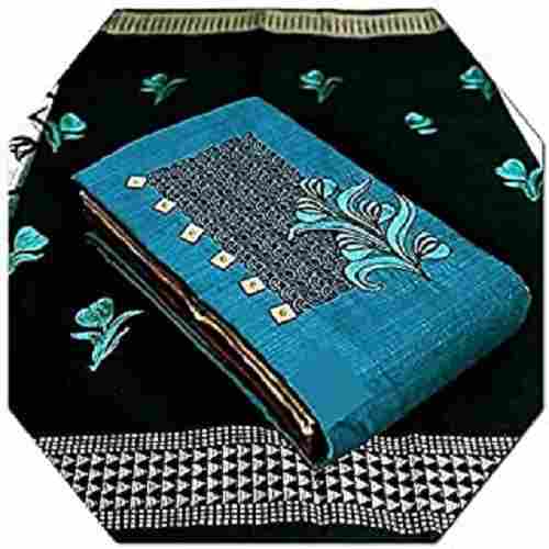 Ladies Comfortable Skin Friendly Blue And Black Unstitched Cotton Salwar Suit 