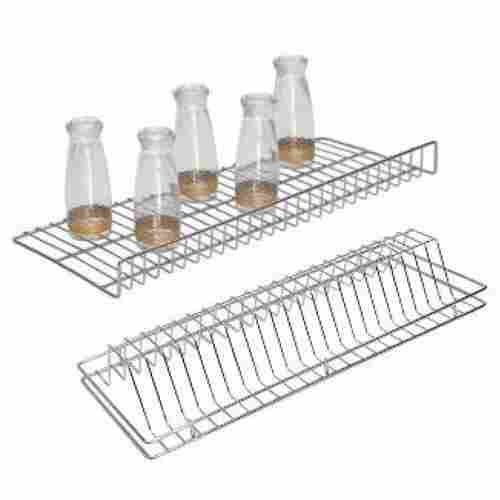 Stainless Steel Plate And Bottle Rack For Hotel Usage, Free Standing Mounting