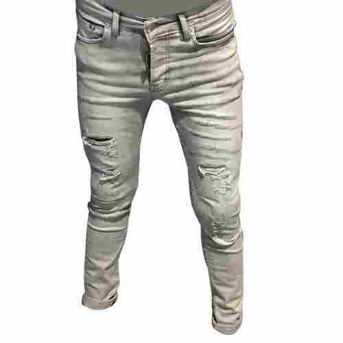 Grey Breathable Skin Friendly Simple And Stylish Look Lycra Plain Denim Jeans Pants
