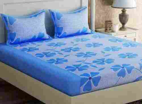 Comfortable Beautiful Look Skin Friendly Soft Cotton Printed Blue White Bedsheet