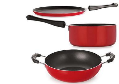 1 Year Warranty Red Round Bakelite Handle Material Non Sticky Aluminum Cookware Set  Application: For Cooking