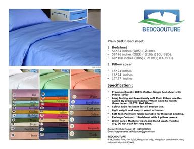 100% Cotton Lightweight Tear Resistance And Fade Resistance Hospital Plain Satin Bed Sheet