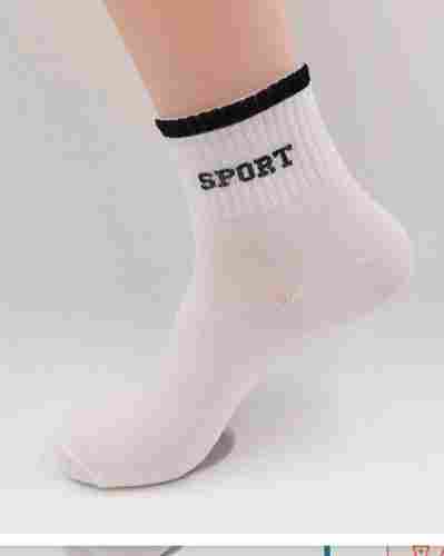 White With Black Strapped Below Knee Length Cotton Breathable Sports Socks