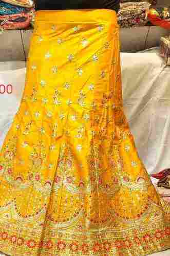 Marigold Yellow Sequins And Embroidered Silk Fabric Wedding Wear Modern Lehenga