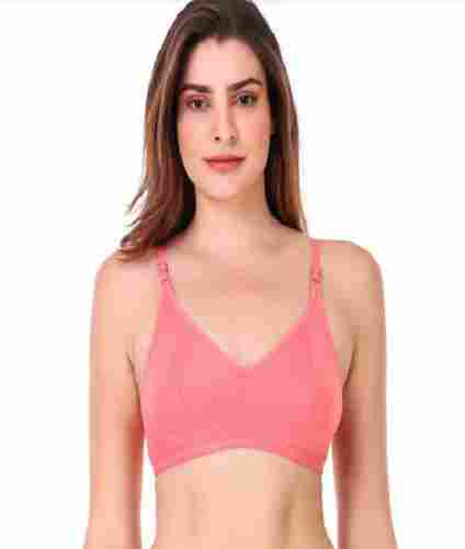 Comfortable And Adjustable Pure Cotton Plain Pink Padded Ladies Bra