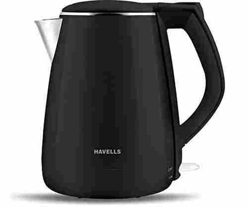 Havells Aqua Plus 1.2 Litre Double Wall Kettle 304 Stainless Steel Inner Body Cool Touch Outer Body Wider Mouth 