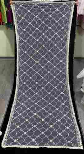 2.4 Meter Length Grey And Black Embroidery Pattern Casual Wear Net Dupatta 
