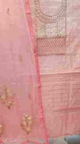 Pink And Golden Embroidered Pattern Casual Wear Unstitched Ladies Suit