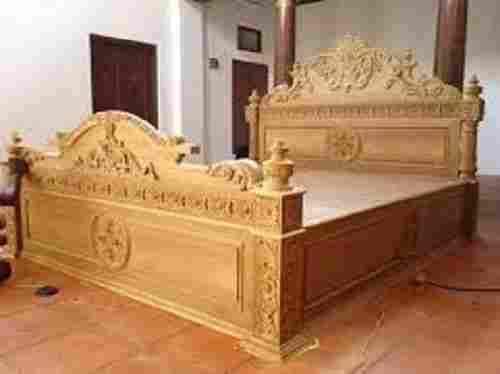 Termite Resistant Long Durable Designer Brown Wooden Double Bed 