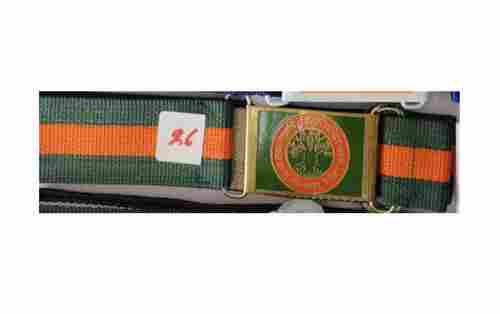 Green With Orange Strip Polyester Fabric Weight 50 Gram School Belt