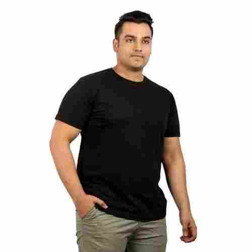 Black Half Sleeves Washable And Comfortable Plain Cotton Mens T Shirt 
