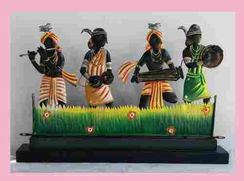 10 Inches Height Multicolor Music Theme Paint Coated Handicraft Brass Statue 