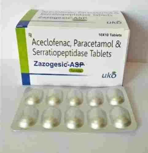 Aceclofenac, Paracetamol & Serratiopeptidase Tablets Zazogesic-Asp
