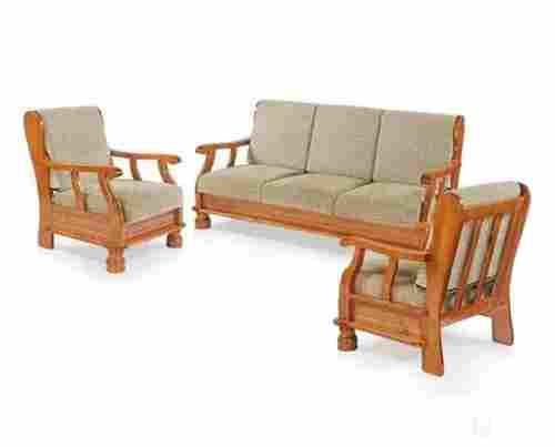 Machine Cutting Solid Teak Wood Polished Finish Living Room Sofa Set