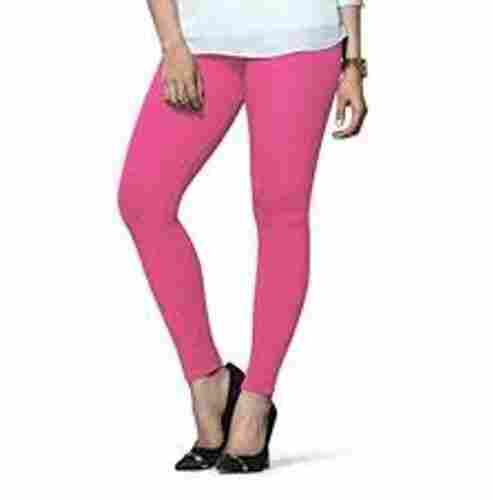 Most Fabric Comfortable Simple And Flexible Plain Pink Ladies Cotton Legging 