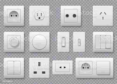 Shock Proof Modern Modular White Electrical Switches
