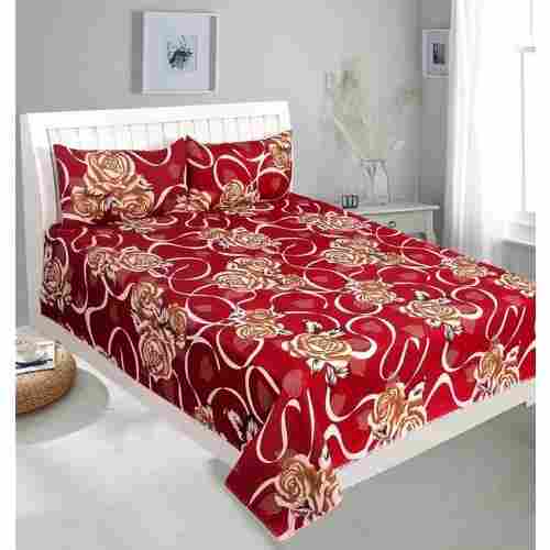 Elegant Look Skin Friendly Red And White Printed Cotton Double Bed Sheet