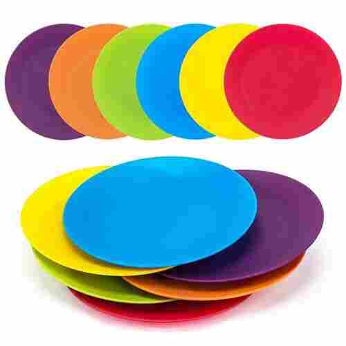 Leak And Scratch Resistant Lightweight Unbreakable Multicolor Round Plastic Plates 
