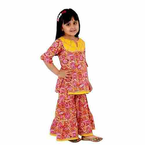 Kids Skin Friendly Breathable Comfortable Beautiful Party Wear Multi Color Sharara Suit