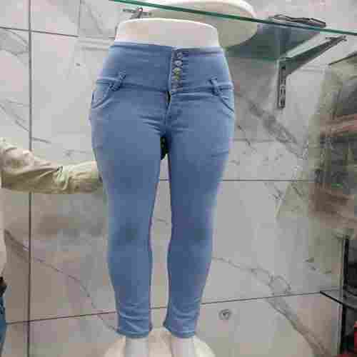 Women Light Weight And Comfortable Full Length Casual Wear Blue Denim Jeans