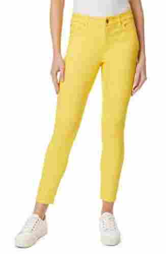 Yellow Fit Denim With Classic Five Pocket Design Ladies Yellow Jeans
