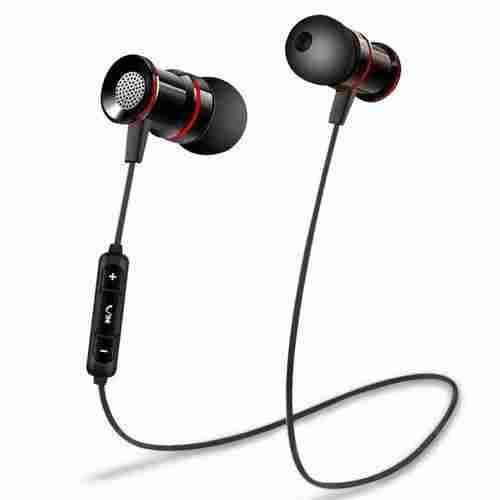High Performance Adjustable And Flexible Wired Black Red Headphones 