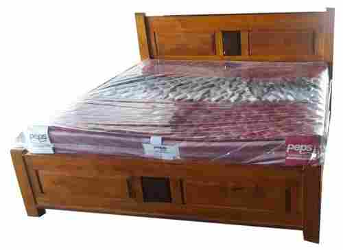 Termite Resistance Long Durable Sleek Design Brown Wooden Double Bed