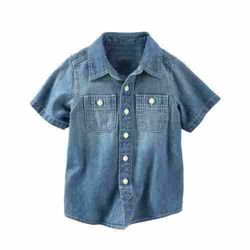Printed Blue Half Sleeve Breathable Casual Wear T Shirt For Kids