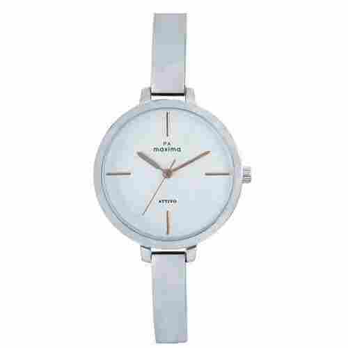 Comfortable Round Shape Simple White Designer Maxima Wrist Titan Watch For Ladies