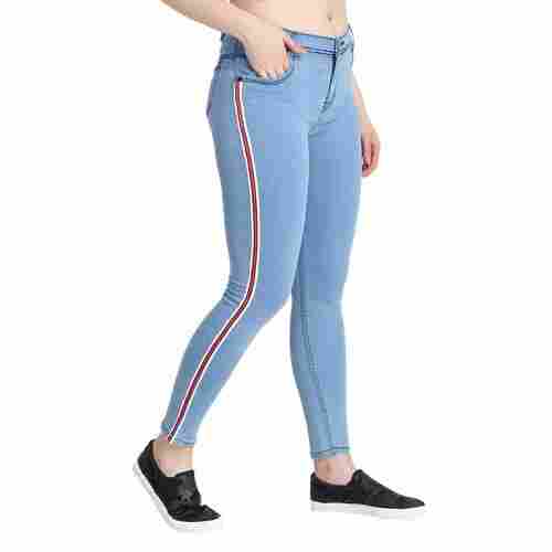 Ladies Comfortable And Breathable Stretchable Slim Fit Light Blue Denim Jeans