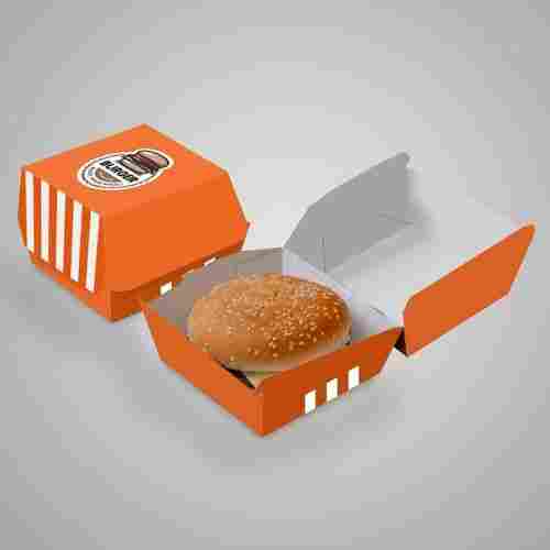 Recyclable Lightweight Biodegradable Square Orange Paper Burger Packaging Box