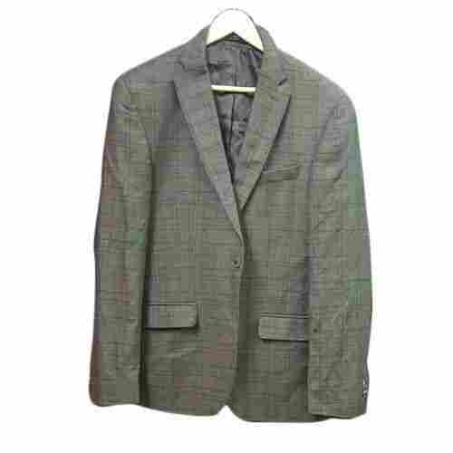 Mens Regular Fit Long Sleeves Breathable Uni Color Checked Casual Blazer