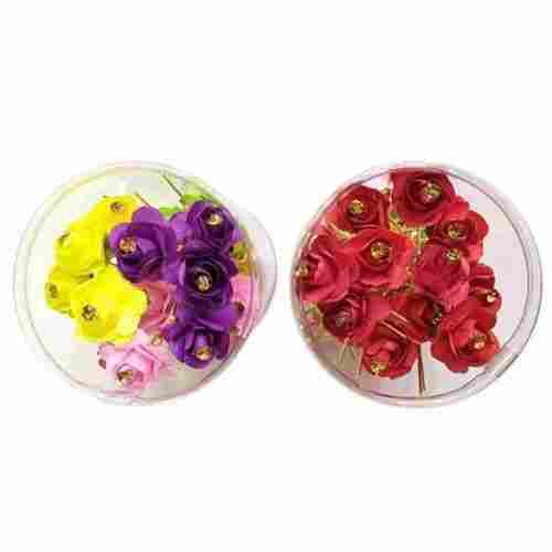 Aluminium Alloy Flower Jura Pin With Polyester Fabric Flower For Party Wear