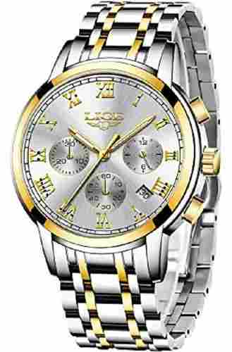 Men Water Resistance Silicone Chronograph Date Display Round Quartz Analog Wrist Watch 
