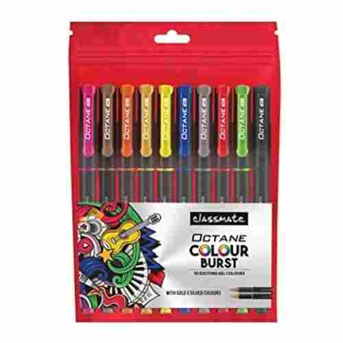 Classmate Octane Colour Burst-Multicolor Gel Pens Gold Silver Glitter Sparkle Pens10 Colour Ink Shades For Art Lovers And Kids Fun At Home Essentials