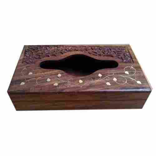 Wooden Tissue Paper Box For Gifting Purposes With Brown Finish, Dimension 11*6 Inch